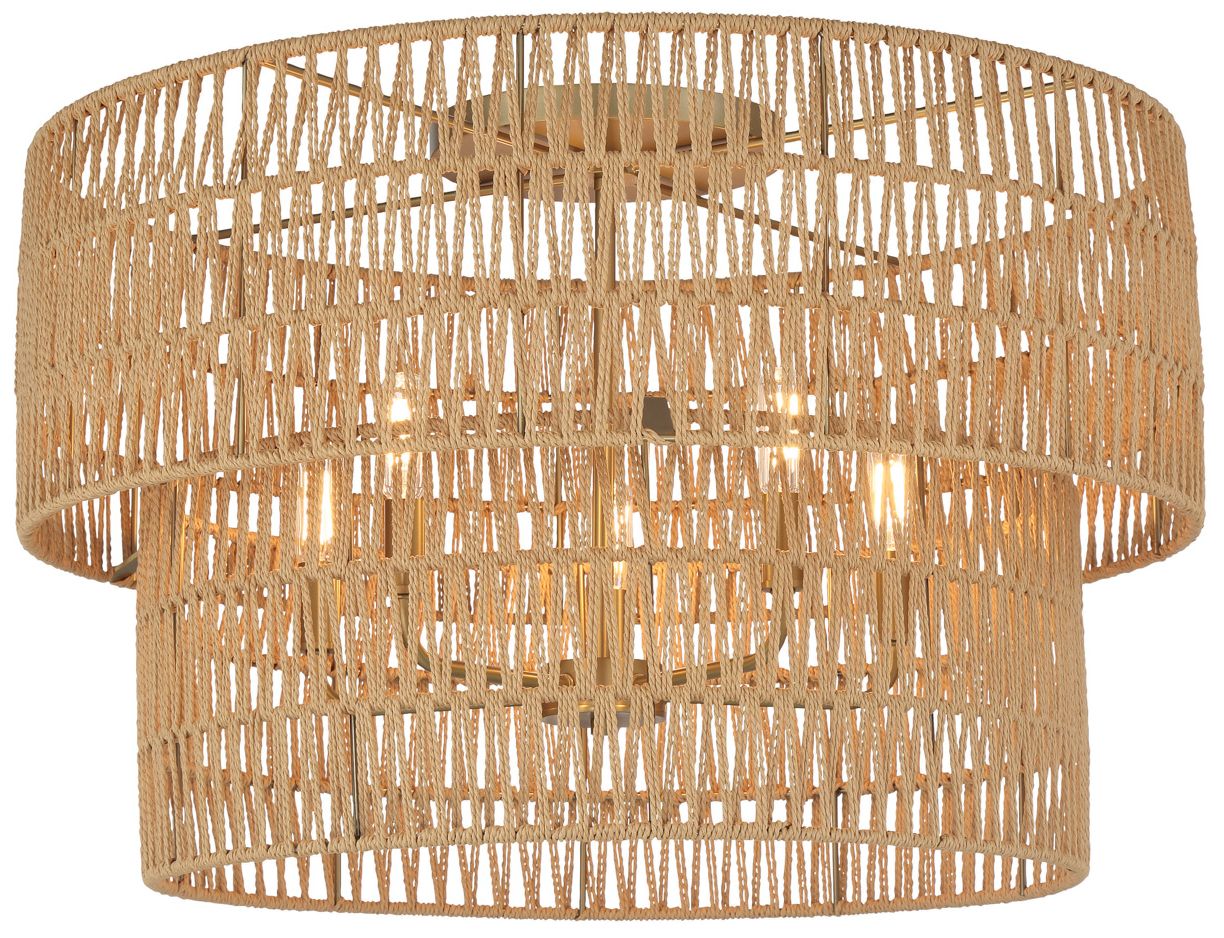 Bungalow Heaven 26" Wide Soft Brass 5-Light Ceiling Light