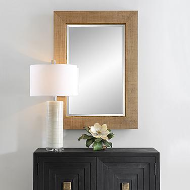 Bungalow Natural Grass Cloth 32" x 44" Wall Mirror