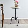 Bunker 11 3/4" Wide Black and Marble Round Accent Table