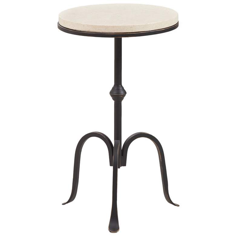 Image 3 Bunker 11 3/4 inch Wide Black and Marble Round Accent Table more views