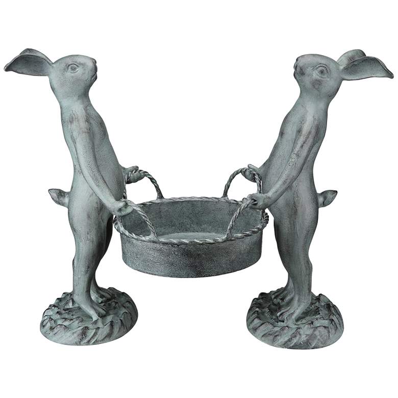 Image 1 Bunny Gardeners 15 1/2"H Aluminum Pot Holder Outdoor Statue