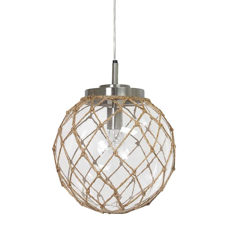 Image 2 Buoy 12" Wide Brushed Nickel Mini Pendant with Clear Shade