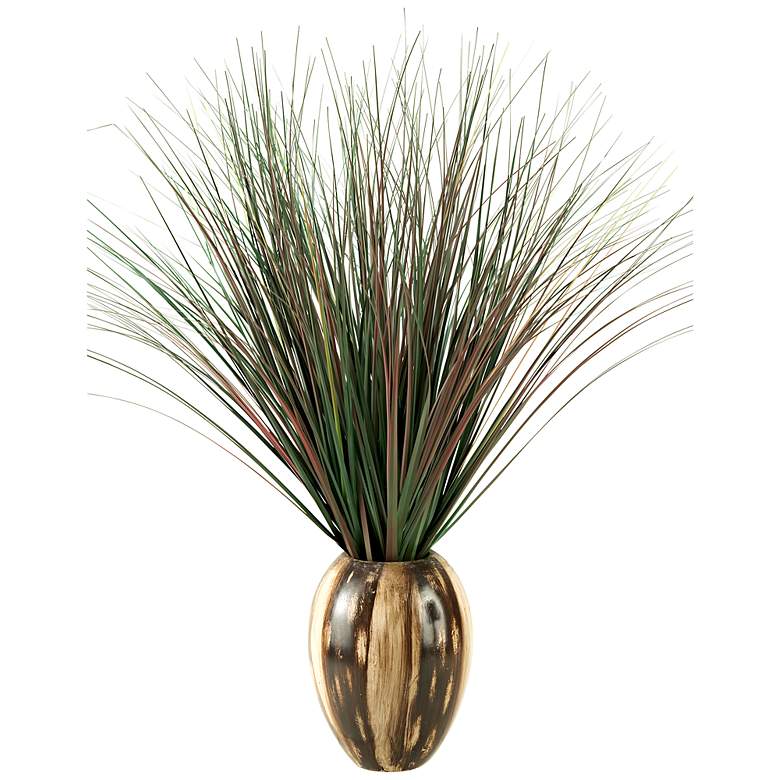Image 1 Burgundy and Green 26 inch High Onion Grass in Ceramic Vase
