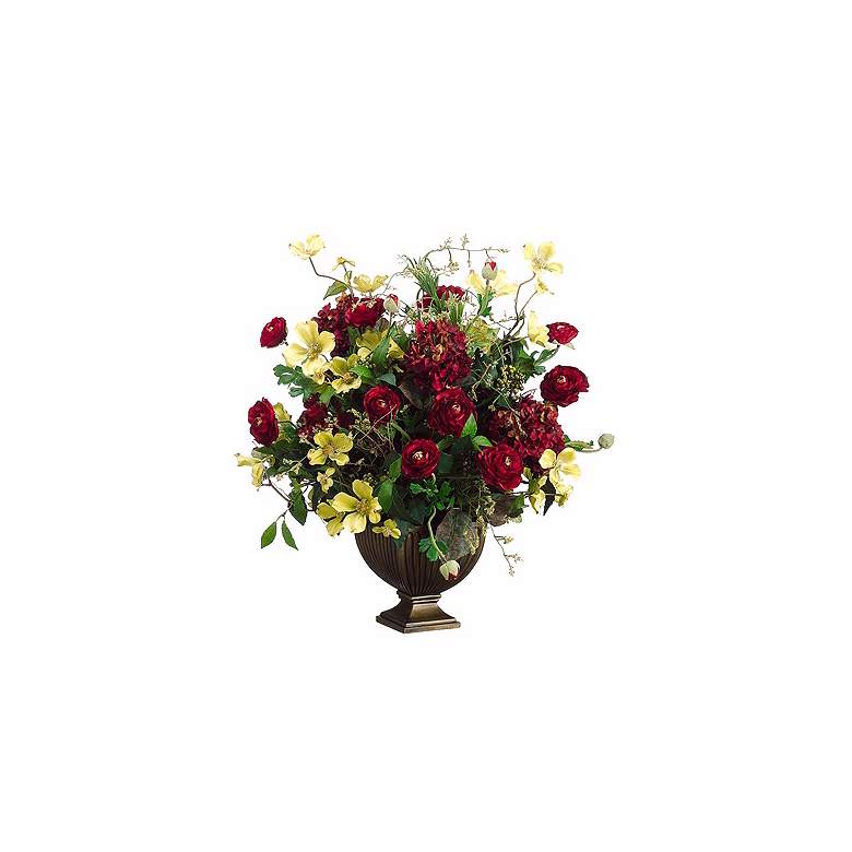 Image 1 Burgundy and Yellow Faux Flower Arrangement