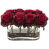 Burgundy Blooming Roses 8 1/2"W Faux Flowers in Glass Vase