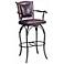 Burgundy Leather Swivel Counter Stool with Arms