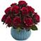 Burgundy Rose 11 1/2" Wide Faux Flowers in Ceramic Vase