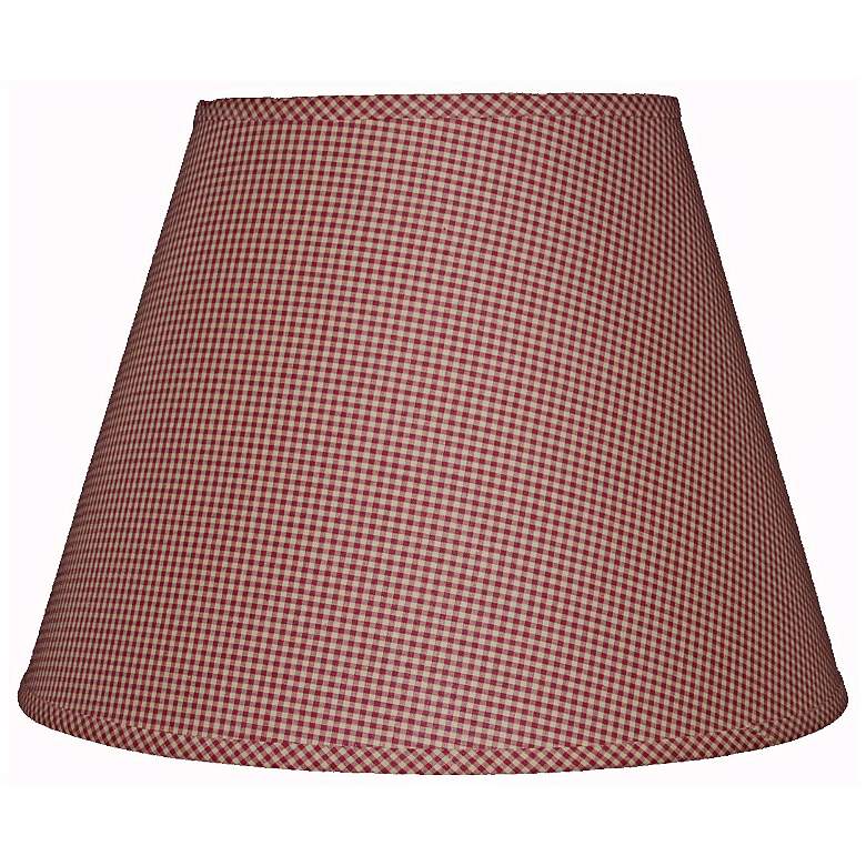 Image 1 Burgundy Tan Mini Check Lamp Shade 6x10x7.75 (Clip-On)