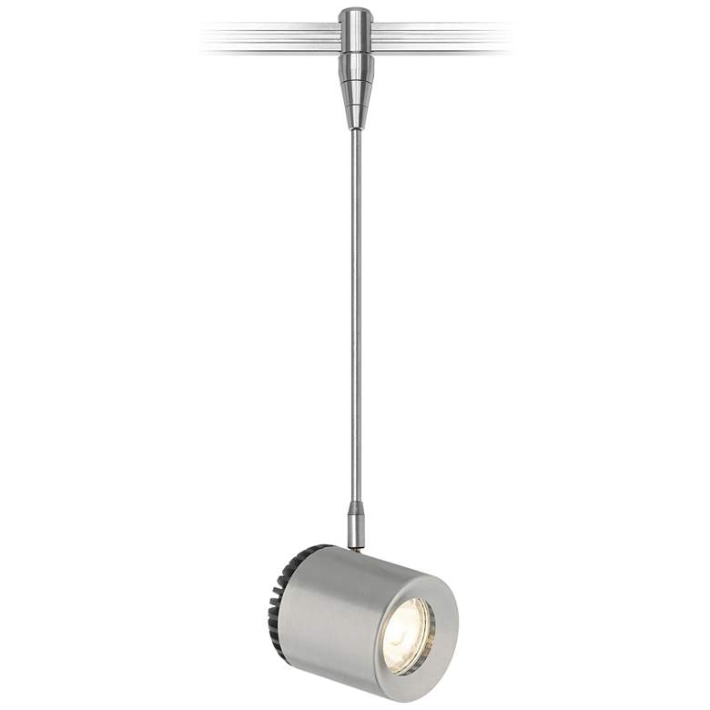 Image 1 Burk 3 1/2" Wide Satin Nickel LED Monorail Track Head