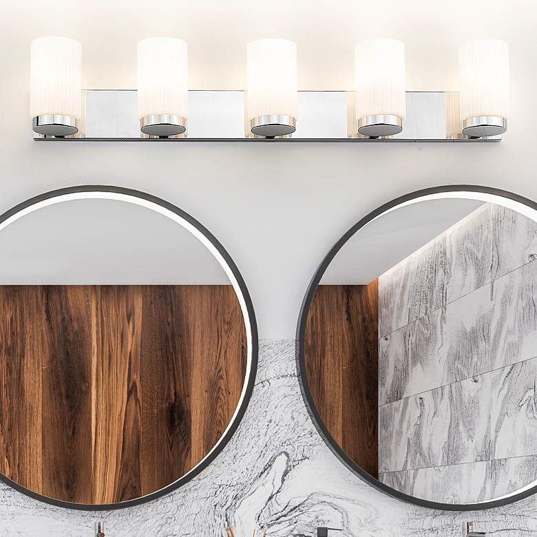 Image 2 Burk 38" Wide Chrome 5-Light Vanity Bath Light