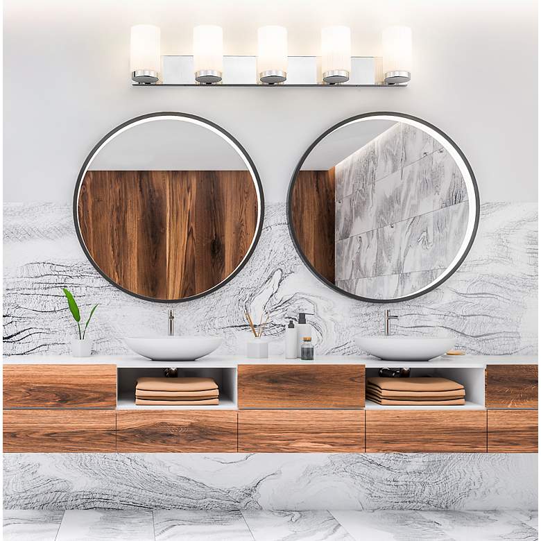 Image 5 Burk 38" Wide Chrome 5-Light Vanity Bath Light more views