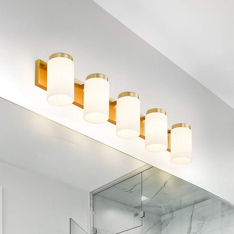 Image 1 Burk 38" Wide Luxe Gold 5-Light Bath Light