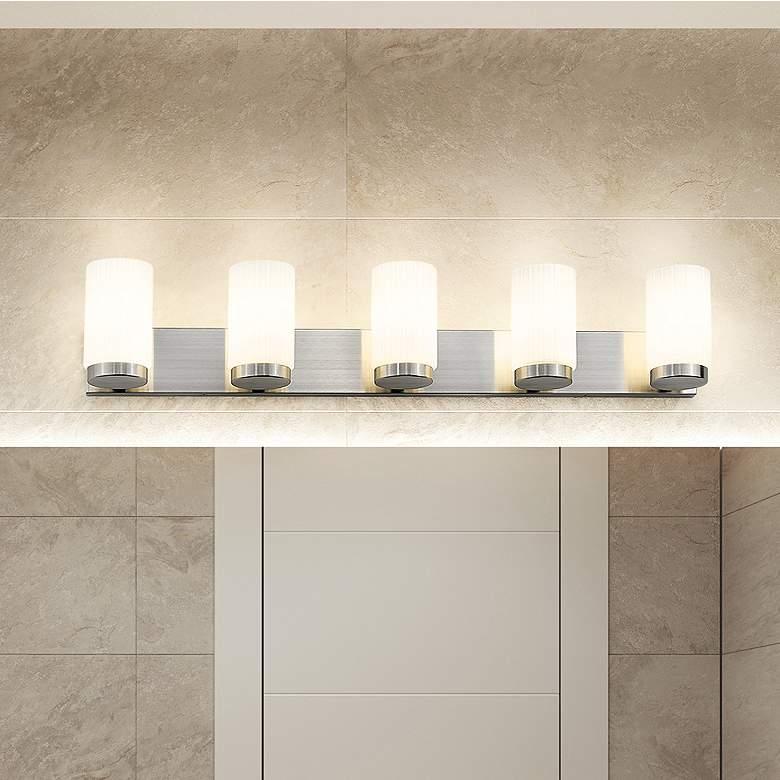Image 1 Burk by Z-Lite Brushed Nickel 38 inch 5 Light Vanity
