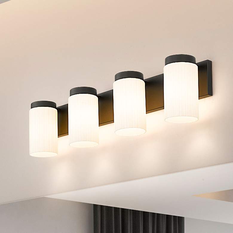 Image 1 Burk by Z-Lite Matte Black 30 inch 4 Light Vanity