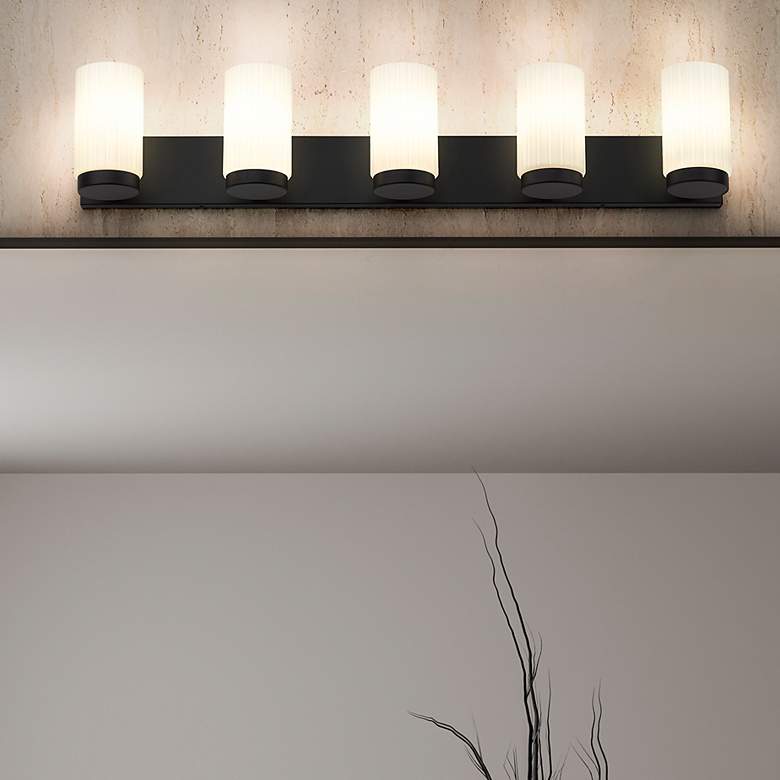 Image 1 Burk by Z-Lite Matte Black 38 inch 5 Light Vanity