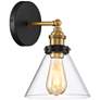 Burke 10 3/4" Black and Brass Finish Glass Wall Sconce with LED Bulb