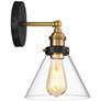 Burke 10 3/4" Black and Brass Finish Glass Wall Sconce with LED Bulb