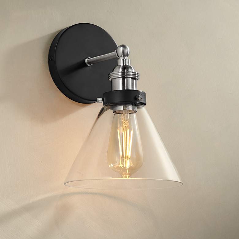 Burke 10 3/4&quot; High Black and Brushed Nickel LED Wall Sconce