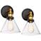 Burke 10 3/4" High Bronze and Warm Brass LED Wall Sconce Set of 2
