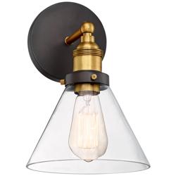 Burke 10 3/4&quot; High Bronze and Warm Brass LED Wall Sconce