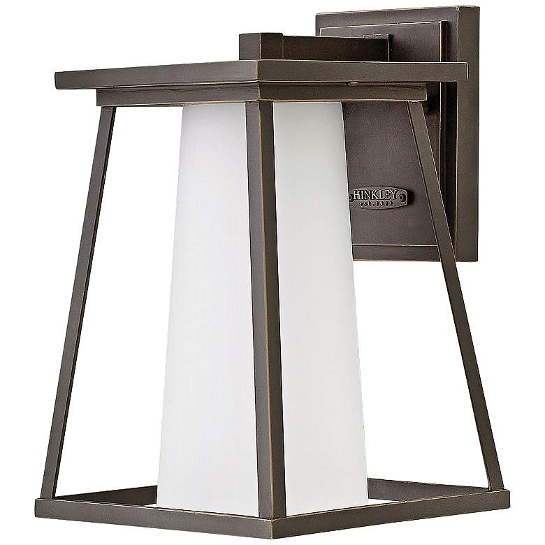 Image 1 Burke 10 3/4"H Rubbed Bronze Opal Glass Outdoor Wall Light
