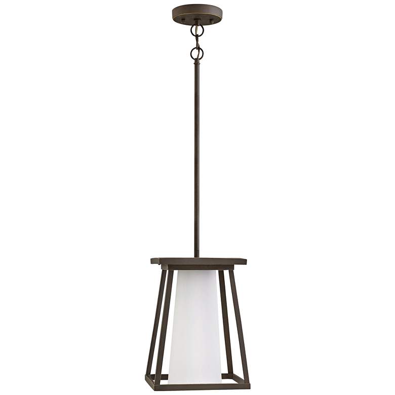 Image 1 Burke 13" High Bronze and Opal Glass Outdoor Hanging Light