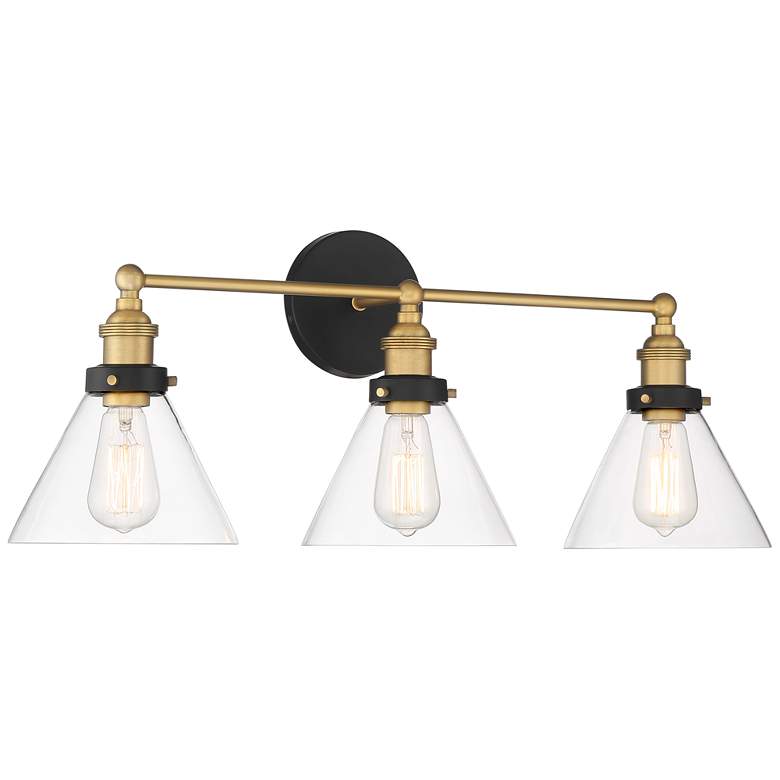 Image 4 Burke 28 inch Wide Black and Brass Bath Light more views