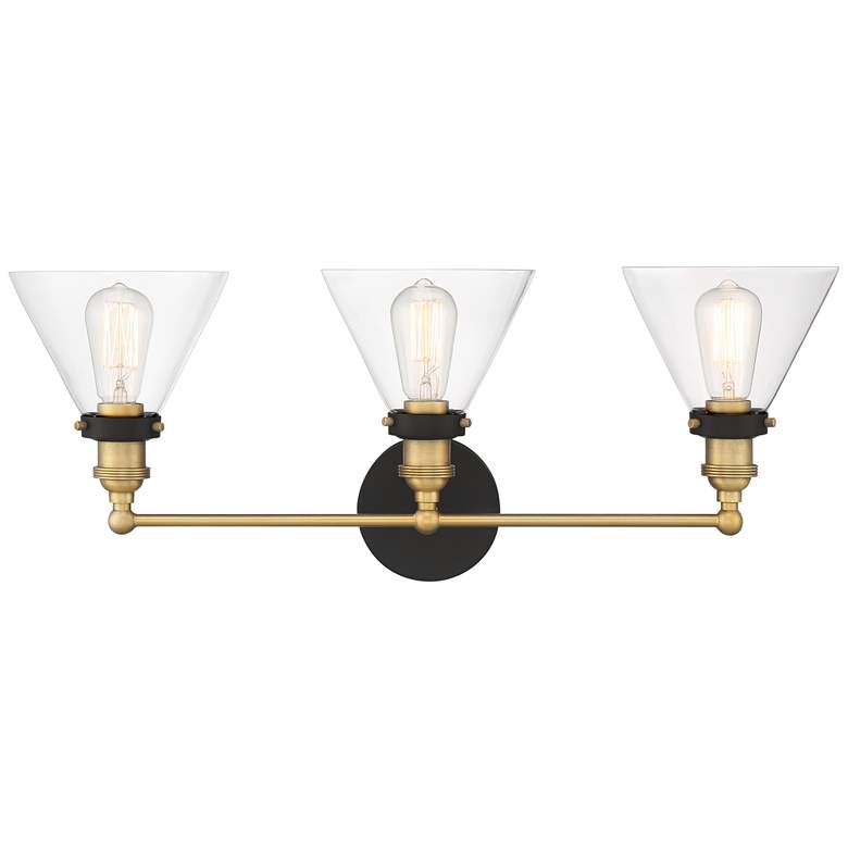 Image 7 Burke 28 inch Wide Black and Brass Bath Light more views