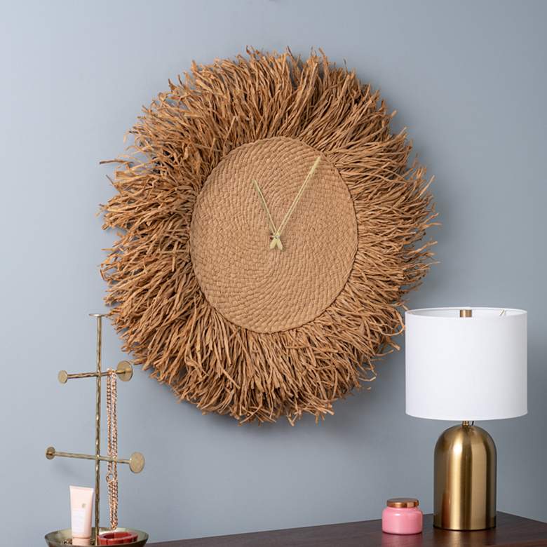 Image 1 Burke Natural Seagrass 28 1/2 inch x 28 1/2 inch Round Wall Clock