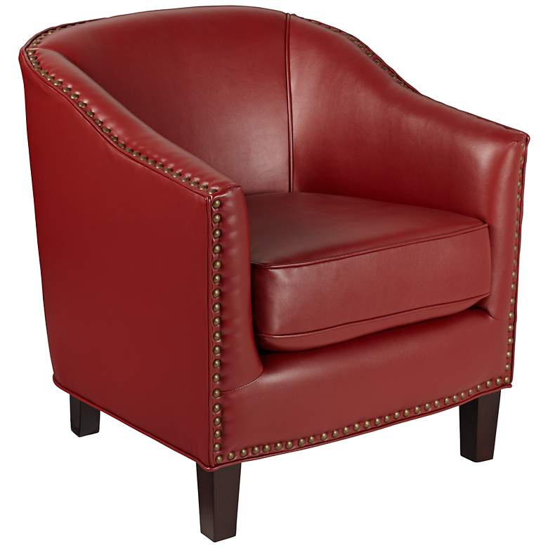 Image 1 Burke Scarlet and Brass Nailhead Club Chair