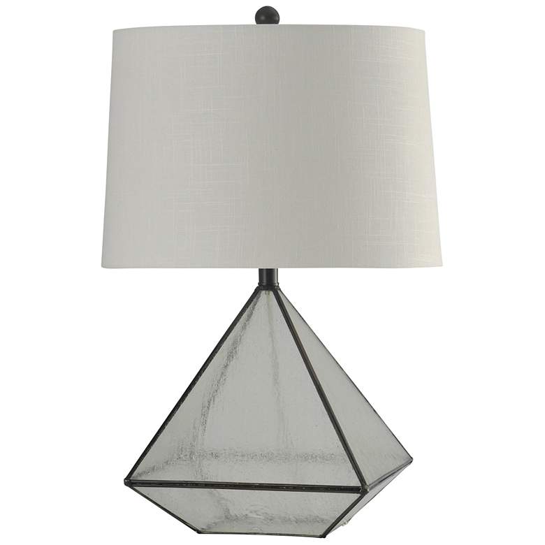 Image 1 Burke Table Lamp - Bronze Finish - White Hardback Fabric Shade