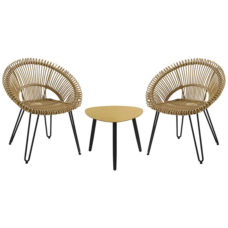 Image 2 Burkina Brown and Black 3-Piece Outdoor Bistro Set