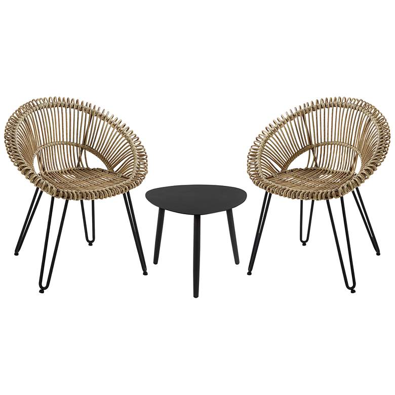 Image 2 Burkina Light Brown and Black 3-Piece Outdoor Bistro Set