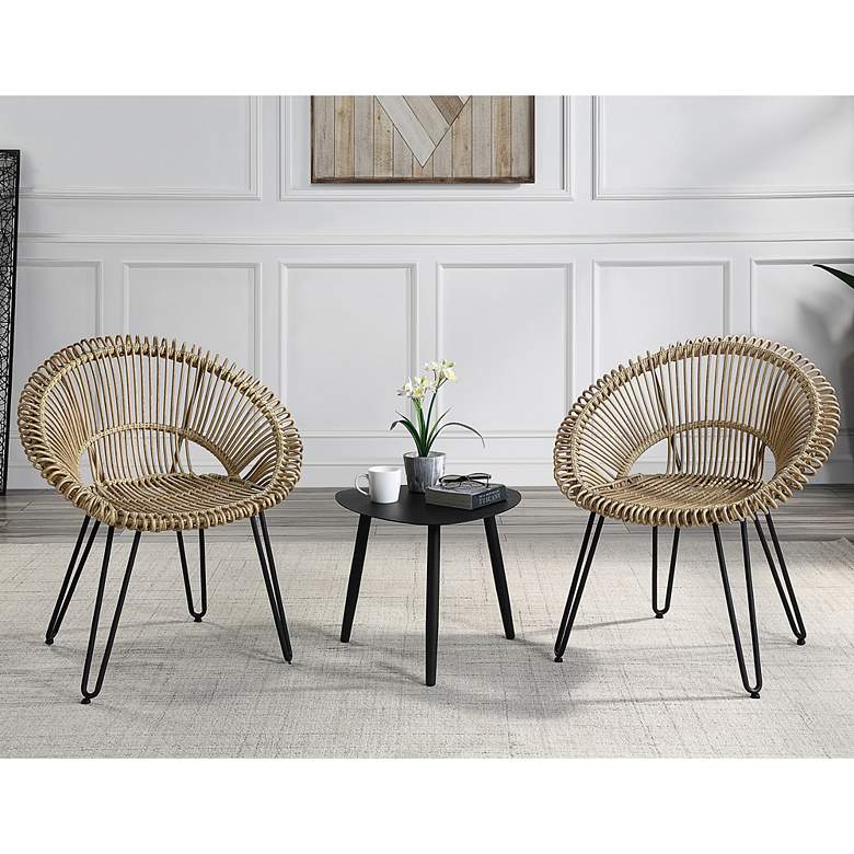 Image 1 Burkina Light Brown and Black 3-Piece Outdoor Bistro Set