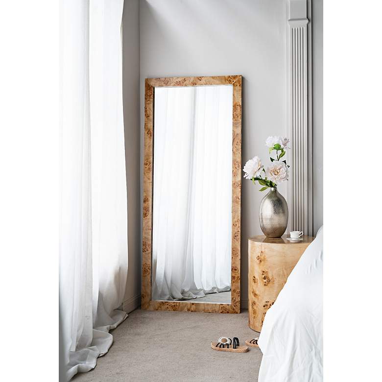Image 7 Burl Brown Wood 31 1/2" x 71" Rectangular Floor/Wall Mirror more views