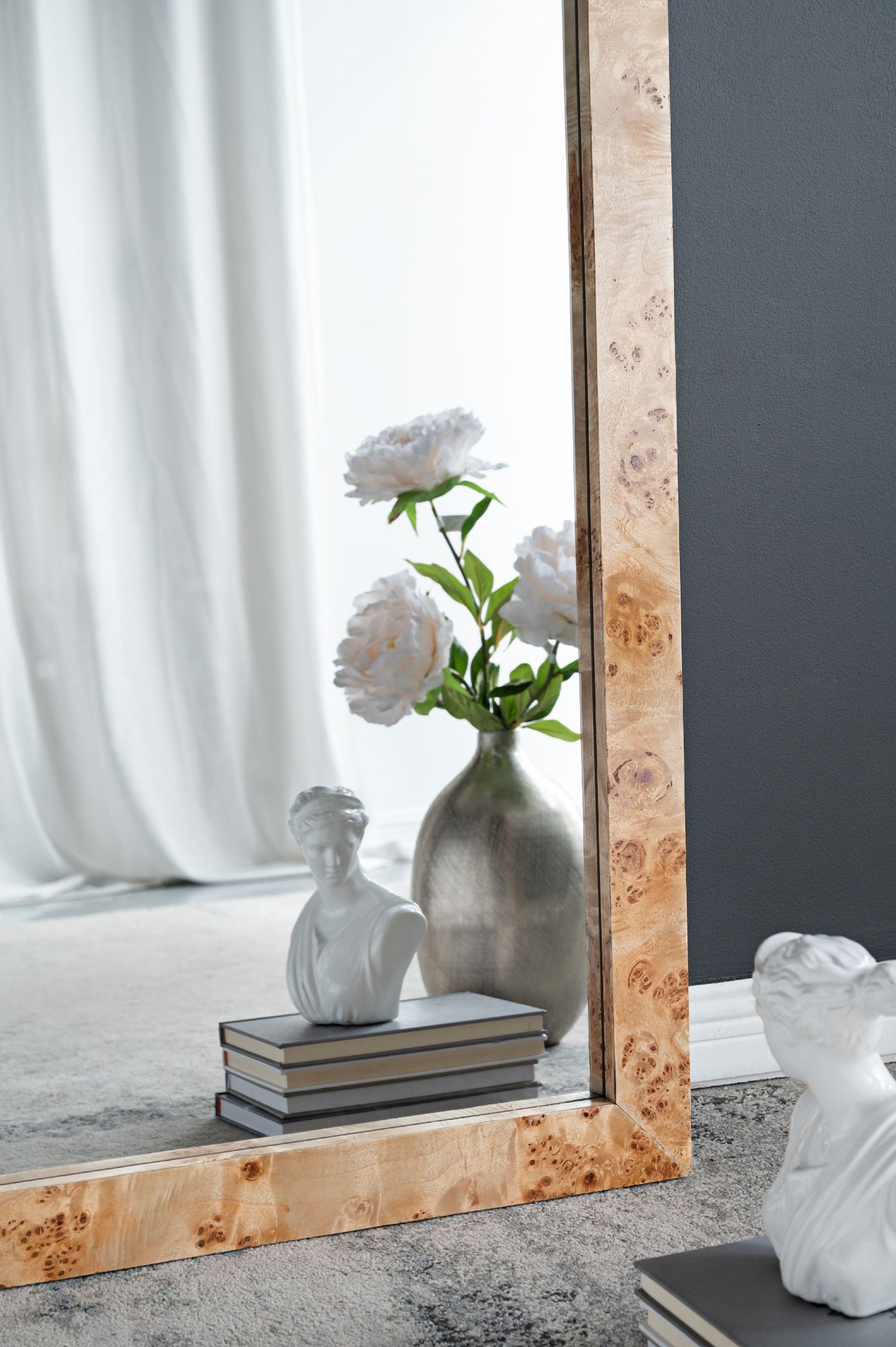 Burl Brown Wood 31 1/2" x 71" Rectangular Floor/Wall Mirror