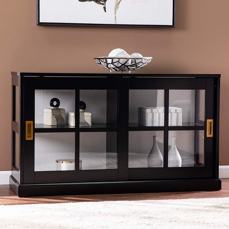 Image 1 Burland 48" Wide Black 2-Shelf Curio Cabinet