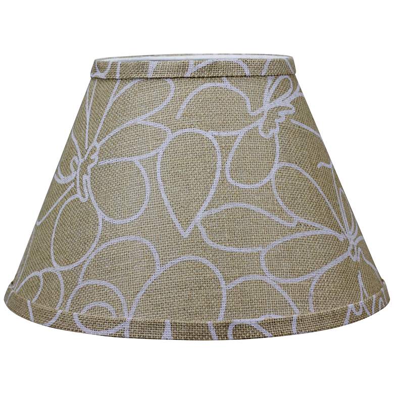 Image 1 Burlap and White Floral Empire Shade 6x12x8 (Spider)