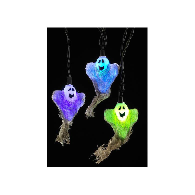 Image 1 Burlap Happy Ghost 10-LED Color-Changing String Light