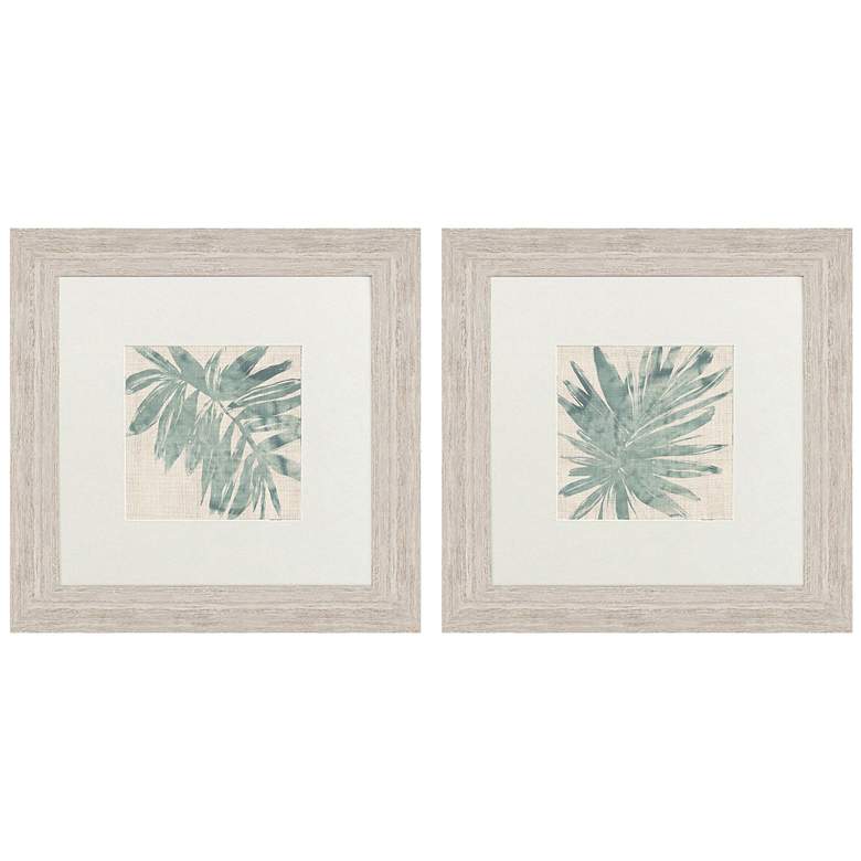 Image 1 Burlap Ocean Palm I 22"W x 22"H Framed Wall Art Set of 2