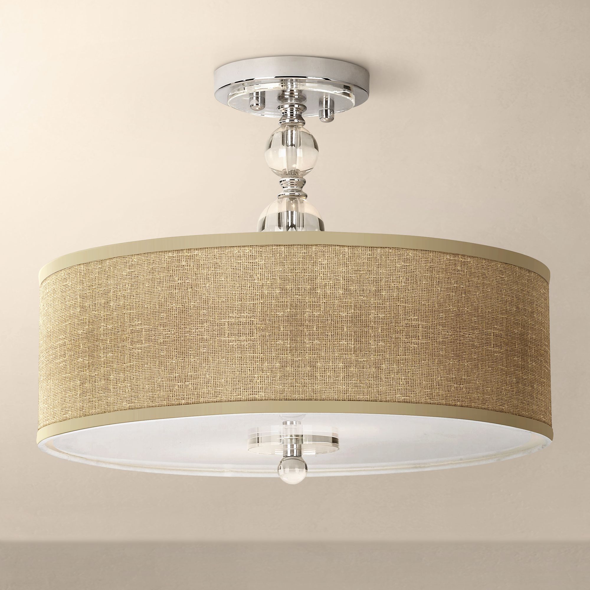 burlap flush mount ceiling light