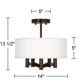 Image4 of Burlap Print Ava 14" Wide 5-Light Bronze Semi-Flushmount Ceiling Light more views