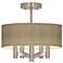 Burlap Print Ava 5-Light Nickel Ceiling Light