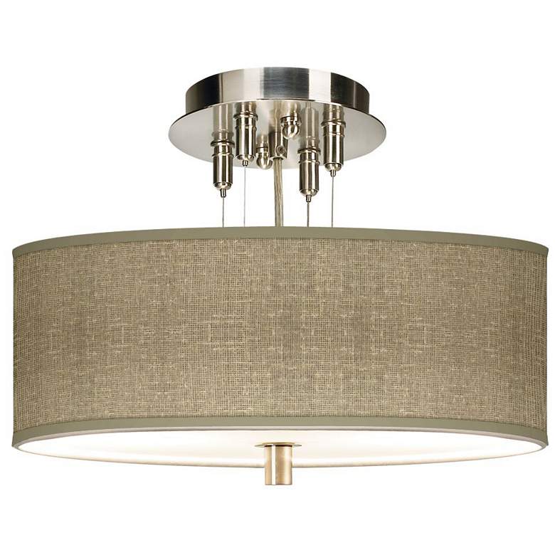 Image 1 Burlap Print Giclee 14" Wide Ceiling Light