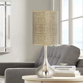 Image1 of Burlap Print Giclee Modern Droplet Table Lamp