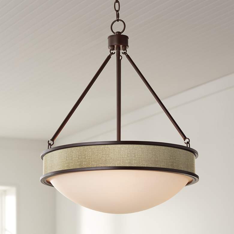 Image 1 Burlap Print Lamont 20 1/2" Wide Bronze Pendant Light