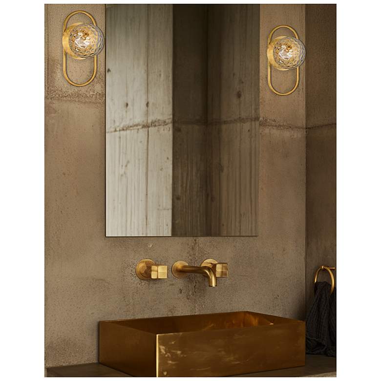 Image 2 Burlat 12" High Aged Brass Finish Wall Sconce w/ Clear Shade more views