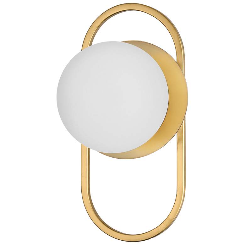 Image 1 Burlat 12" High Aged Brass Finish Wall Sconce w/ White Shade