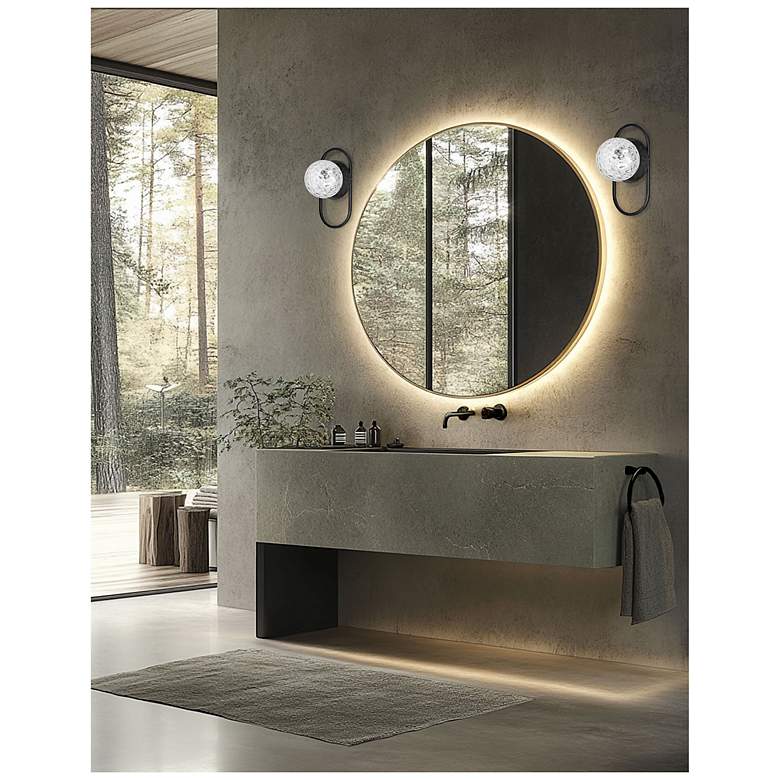 Image 2 Burlat 12" High Matte Black Finish Wall Sconce w/ Clear Shade more views