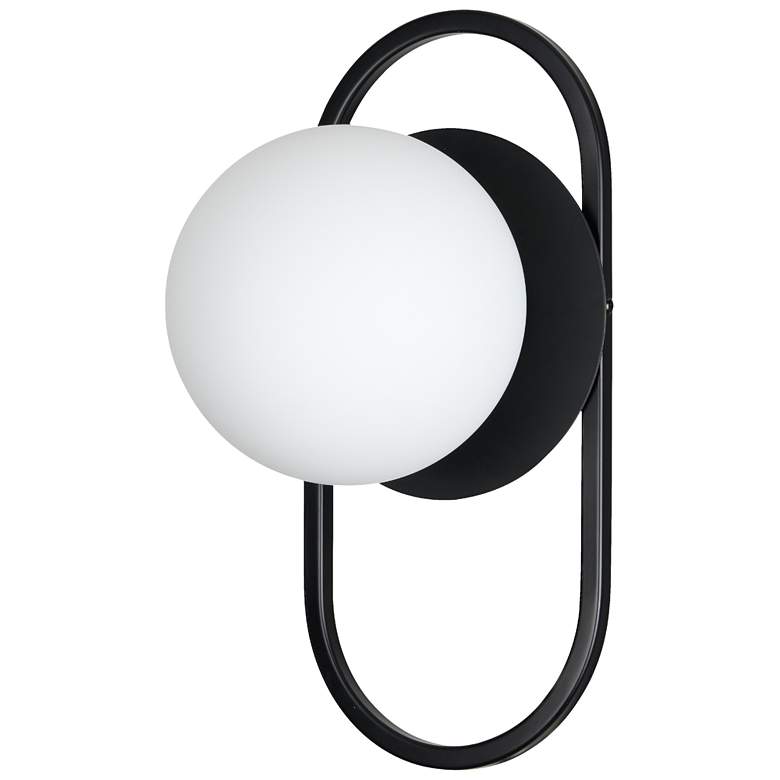 Image 1 Burlat 12" High Matte Black Finish Wall Sconce w/ White Shade